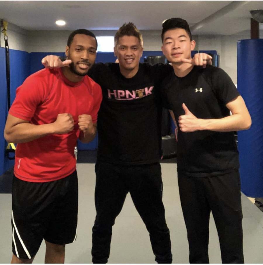 Coach Mike with two training clients at Wolf's Den